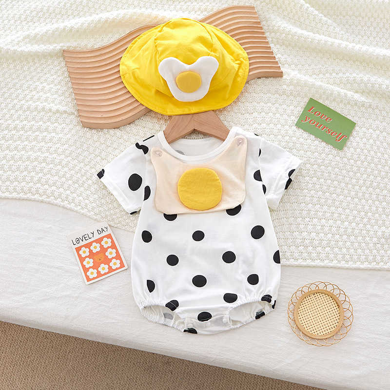 Rompers Boy Fashion Dot Short Sleeve Bodysuit And Cartoon Egg Bib Loose Thin Cotton Jumpsuit Toddler Girl Cute Fisherman Hat J220922, Bodysuit and bib
Rompers Boy Fashion Dot Short Sleeve Bodysuit And Cartoon Egg Bib Loose Thin Cotton Jumpsuit Toddler Girl Cute Fisherman Hat J220922, Bodysuit and bib