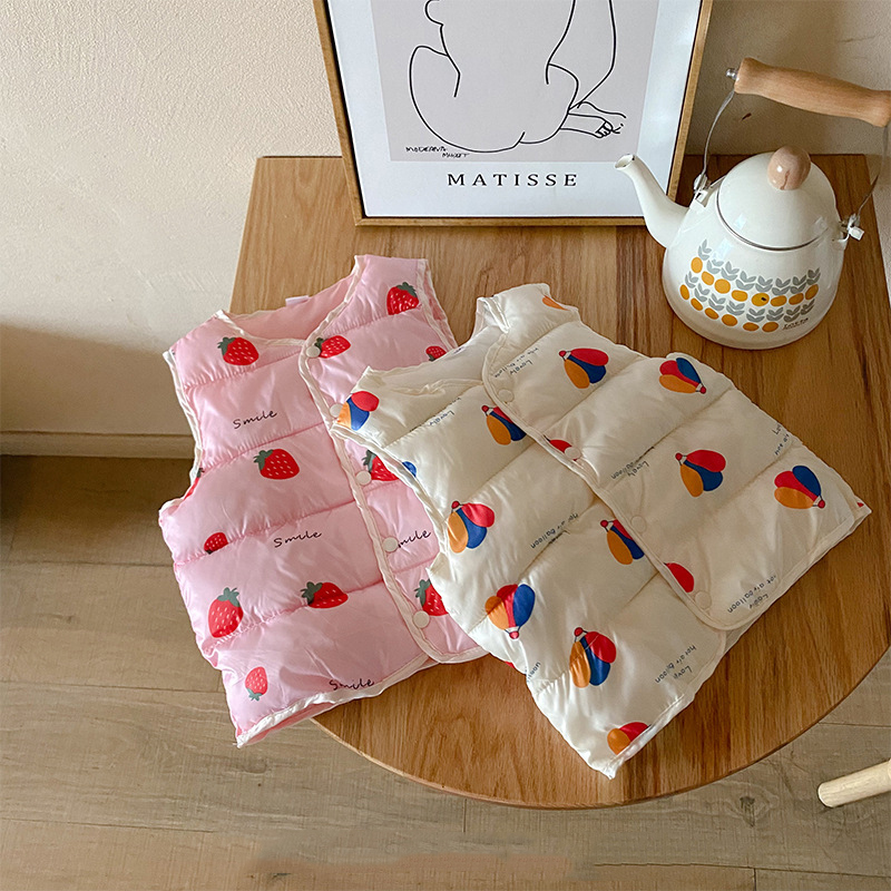 Waistcoat Warm Baby Vests Sleeveless Cartoon Down Clothes Cotton Jacket Boys Girls Coats Kids Outdoor Vest Waistcoat Kids Outwear 221006