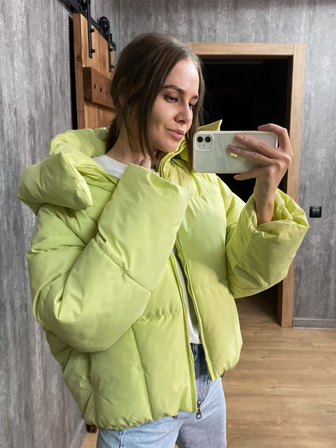 Women's Down Parkas Women Thick Short Puffer Jacket Auutmn Winter Hooded Crop Coat Female Solid Zipper Parkas Mujer Korean Oversized Outwear 2209