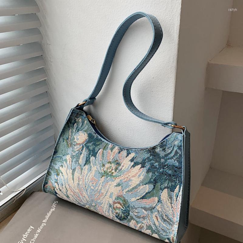 Evening Bags Trendy Oil Painting Armpit Bag For Women Fashion Shoulder Small Shopping Handbag Spring Summer Underarm Designer, Blue
Evening Bags Trendy Oil Painting Armpit Bag For Women Fashion Shoulder Small Shopping Handbag Spring Summer Underarm Designer, Blue