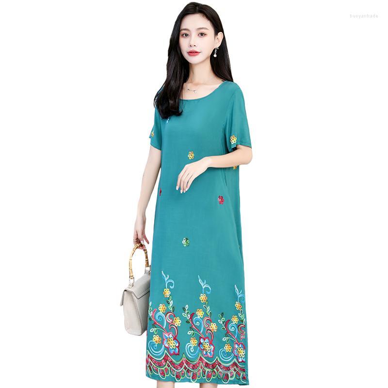 Casual Dresses Embroidery Long Women Dress Summer 2022 O-Neck Midi Elegant Cotton Short Sleeve Vintage For ClothesCasual, Blue
Casual Dresses Embroidery Long Women Dress Summer 2022 O-Neck Midi Elegant Cotton Short Sleeve Vintage For ClothesCasual, Blue
