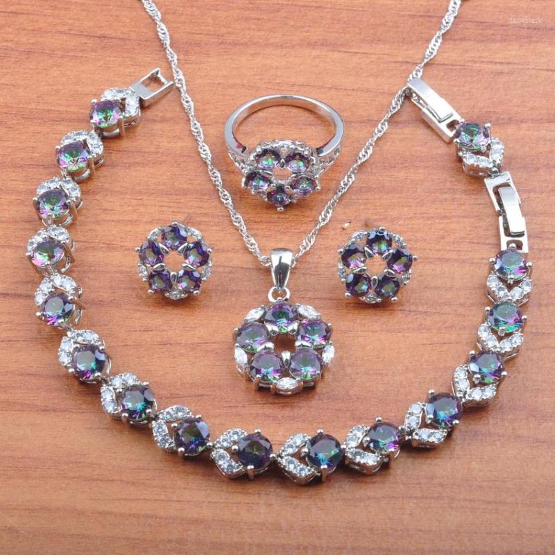 Necklace Earrings Set Bridal Rainbow Zirconia 925 Sterling Silver For Women Pendant Rings Bracelet Sets JS0583, Picture shown
Necklace Earrings Set Bridal Rainbow Zirconia 925 Sterling Silver For Women Pendant Rings Bracelet Sets JS0583, Picture shown