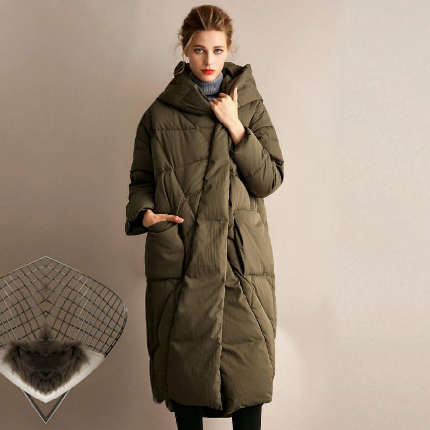 Women' Down Parkas fashion brand 90 duck down thicker warm parkas coat female winter fashion bat style fluffy hooded warm jacket wq772 220930, Black