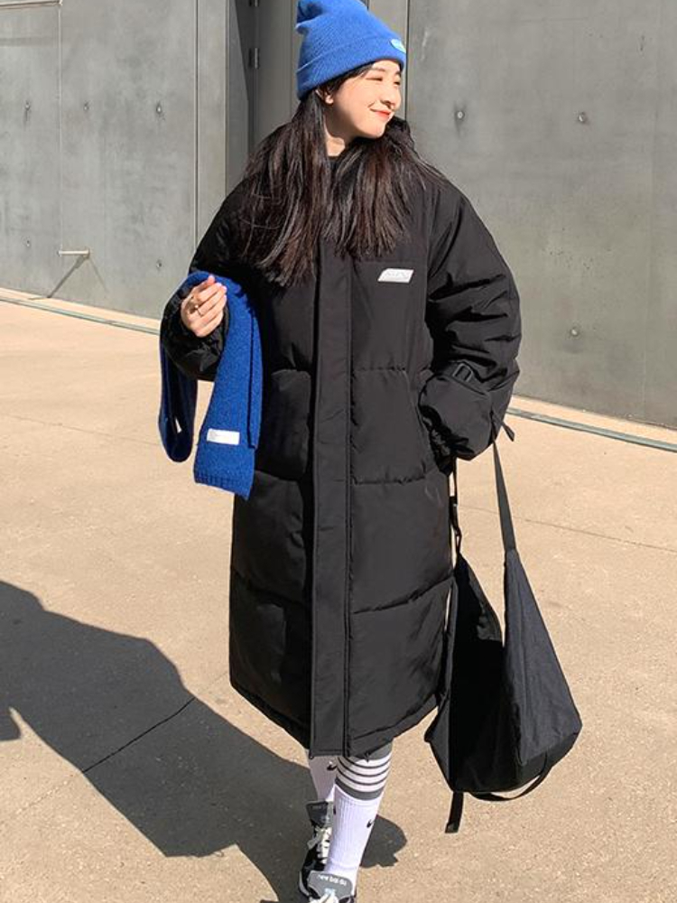 Women's Down Parkas Medium Long Puffer Jacket Autumn Winter Women Thick Hooded Bubble Coat Female Solid Loose Oversized Parkas Korean Chic Outwea