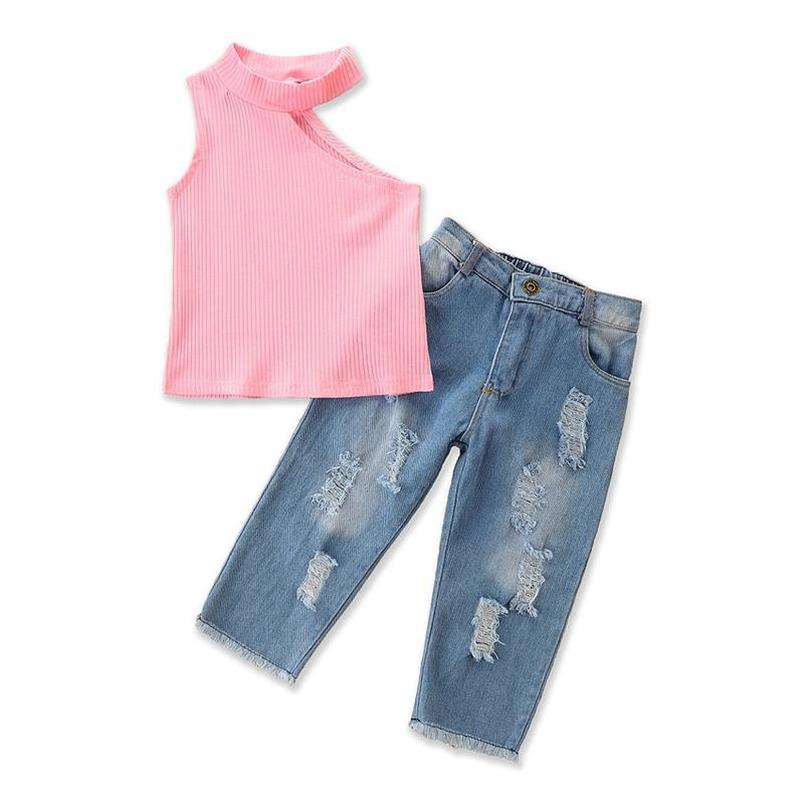 Clothing Sets Suit Children Kids Clothes Summer Fashion Girl Personality Off-Shoulder Top Ripped Jeans E16397, C1
Clothing Sets Suit Children Kids Clothes Summer Fashion Girl Personality Off-Shoulder Top Ripped Jeans E16397, C1