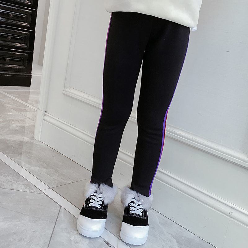 Leggings Tights Teens Girl with Stripes Princess Autumn Winter Casual Pants Cotton Slim Fit Kids Fitness Legings Black Grey Color 221006