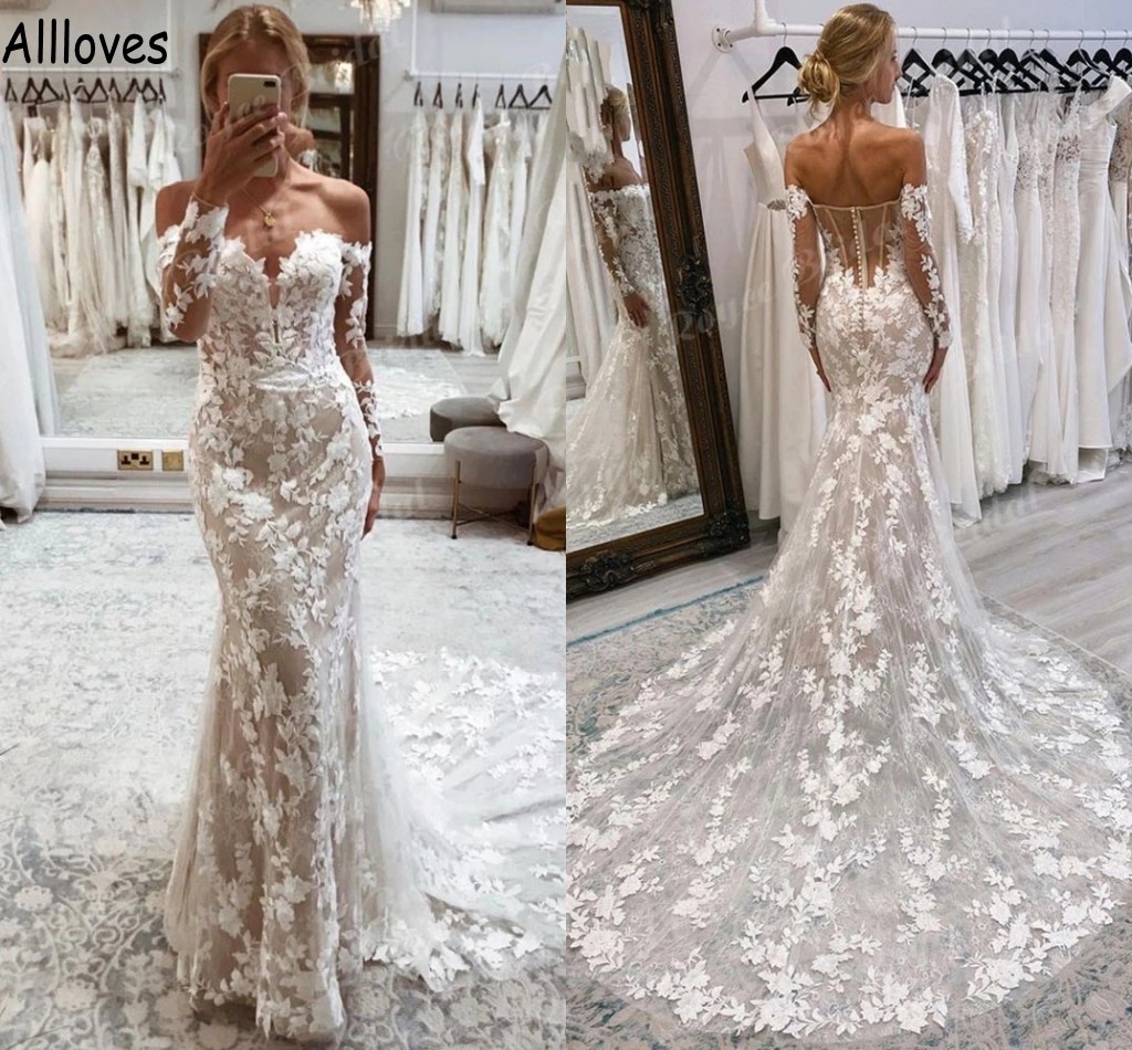 Long Sleeves Off Shoulder Mermaid Wedding Dresses 3D Floral Lace Appliqued Vintage Bridal Gowns Court Train Sexy See Through Back Aso Ebi Vestidos De Novia CL1224, Ivory
Long Sleeves Off Shoulder Mermaid Wedding Dresses 3D Floral Lace Appliqued Vintage Bridal Gowns Court Train Sexy See Through Back Aso Ebi Vestidos De Novia CL1224, Ivory