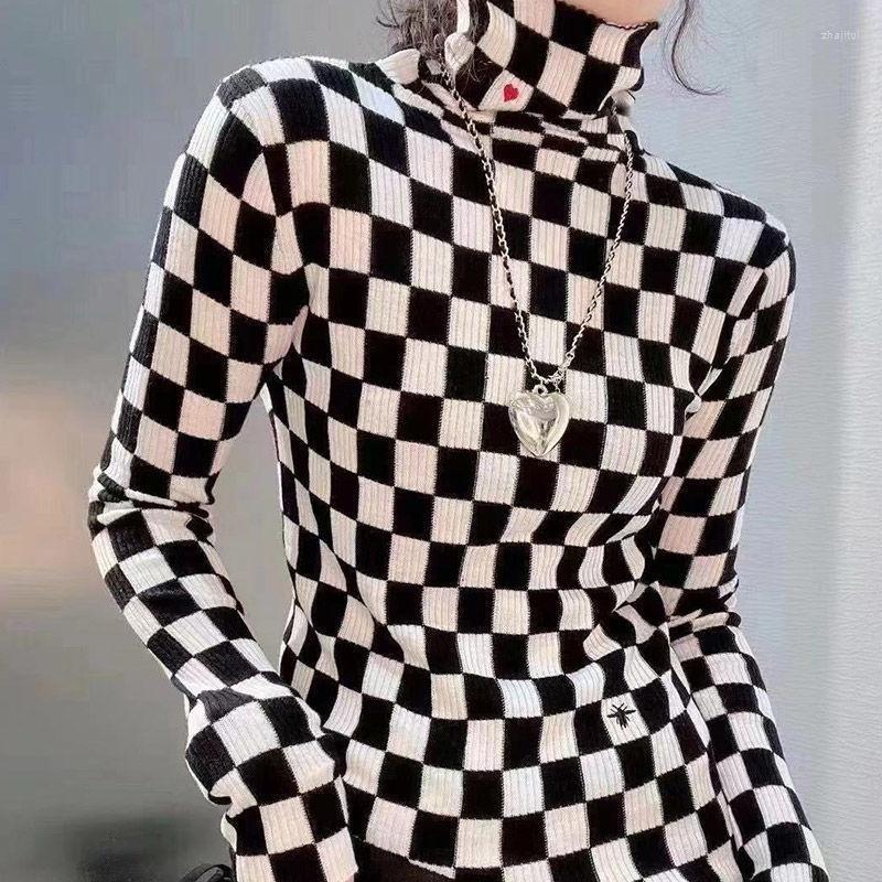 Women's Sweaters Women's Autumn Winter Tops Black White Plaid Turtleneck Pullovers Female Silm Soft Warm Knitted High Street Women
Women's Sweaters Women's Autumn Winter Tops Black White Plaid Turtleneck Pullovers Female Silm Soft Warm Knitted High Street Women