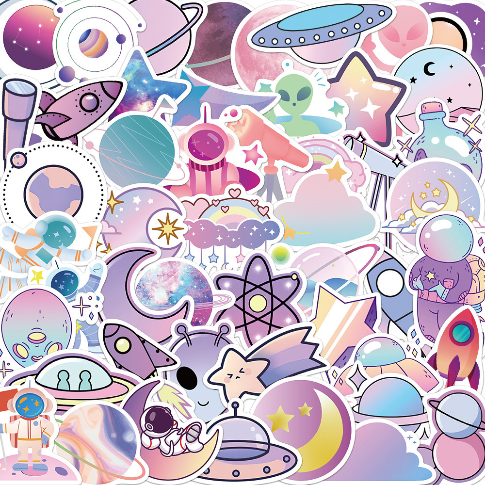 50pcs Cute Gradient Color Cartoon Planet nasa Stickers Astronaut Alien Decals Suitcase Scrapbook Phone Laptop Sticker wholesale, Multi colors
50pcs Cute Gradient Color Cartoon Planet nasa Stickers Astronaut Alien Decals Suitcase Scrapbook Phone Laptop Sticker wholesale, Multi colors