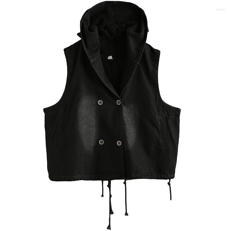 Women's Vests Denim Vest Women's Short 2022 Spring Autumn Female Loose Korean Version Double-Breasted Cowboy Hooded Jacket Cardigan, Black
Women's Vests Denim Vest Women's Short 2022 Spring Autumn Female Loose Korean Version Double-Breasted Cowboy Hooded Jacket Cardigan, Black