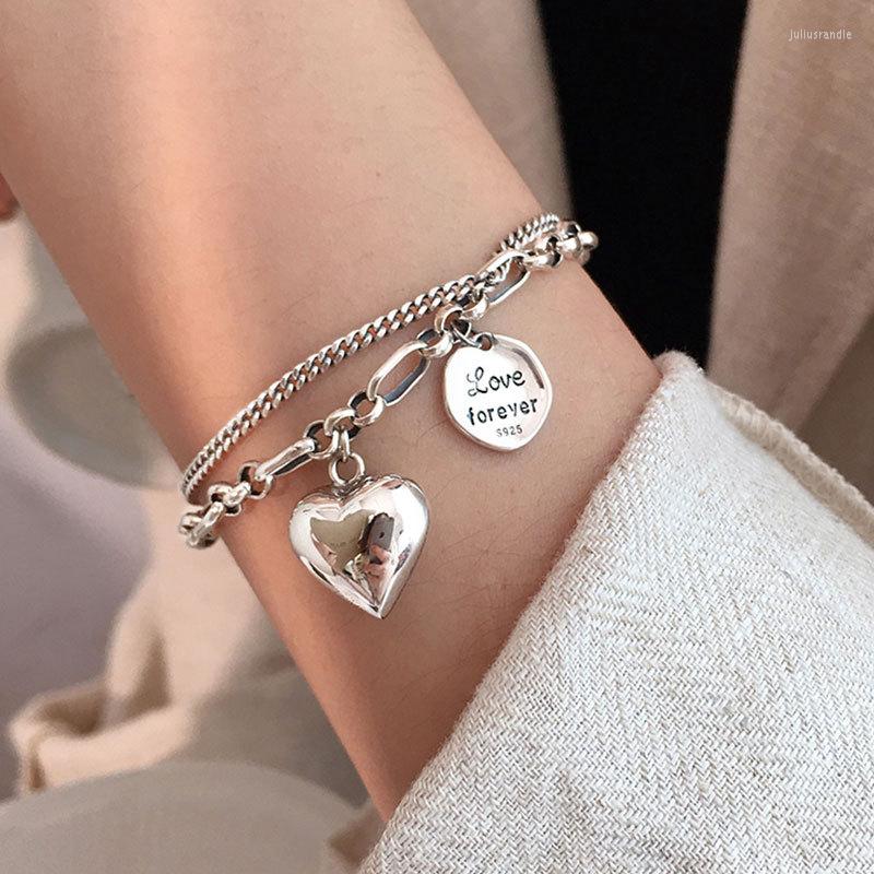 Link Bracelets Elegant S925 Sterling Silver Love Letter Heart Double Layer Bracelet Female Unique Design Thai Retro Light Luxury Jewelry
Link Bracelets Elegant S925 Sterling Silver Love Letter Heart Double Layer Bracelet Female Unique Design Thai Retro Light Luxury Jewelry