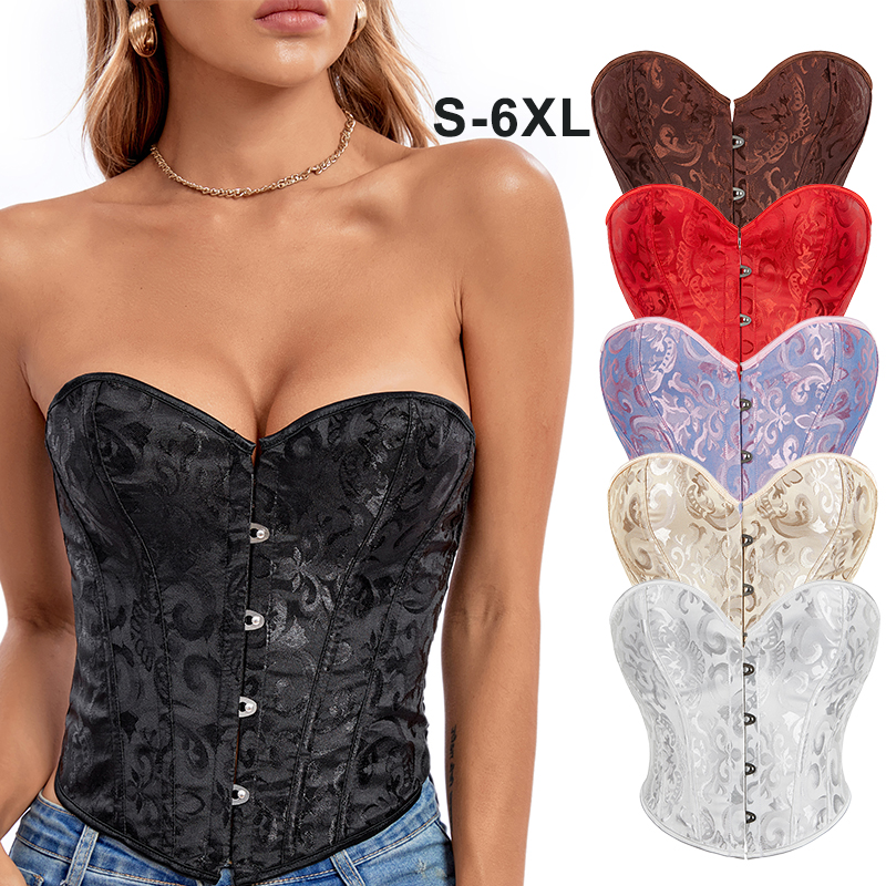 Women Waist Trainer Short Girdle Corset Tops Female Trendy Plus Size Bustier Four Season Jacquard Court Short Lace Up Fashion Corsets S- Overbust Crop Top, White
Women Waist Trainer Short Girdle Corset Tops Female Trendy Plus Size Bustier Four Season Jacquard Court Short Lace Up Fashion Corsets S- Overbust Crop Top, White