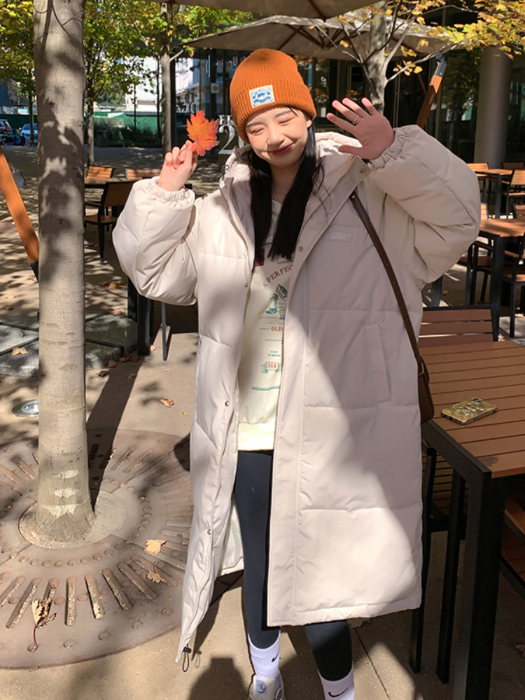 Women's Down Parkas Medium Long Puffer Jacket Autumn Winter Women Thick Hooded Bubble Coat Female Solid Loose Oversized Parkas Korean Chic Outwea