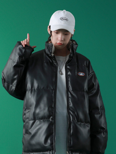 Women's Down Parkas Winter Korean Doublesided PU Padded Jacket Women Stand Collar Loose Thickd Puffer Jacket Female Black Short Parkas Outwear 22