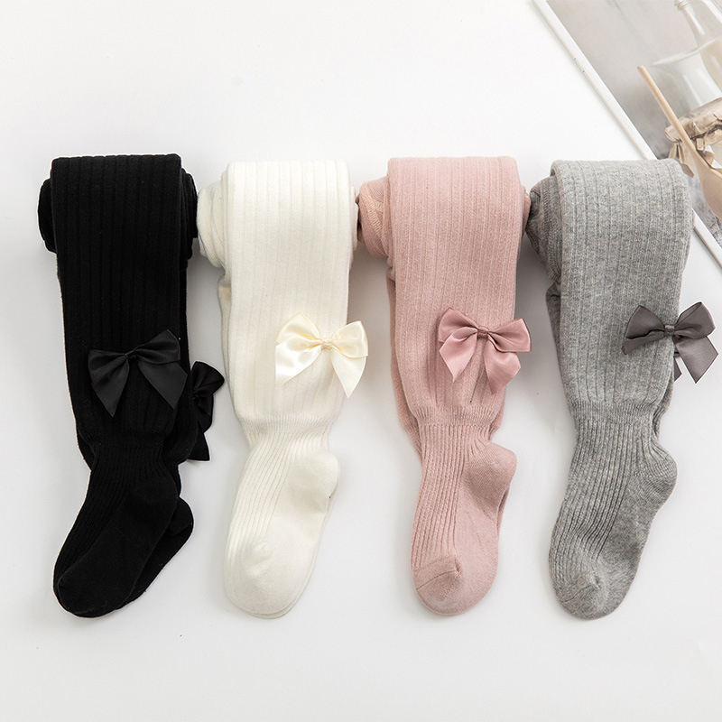 Leggings Tights Winter Children Baby Girls Pantyhose Thicken Cotton Knitted For Kids Cute Big Bow White Stockings 221006