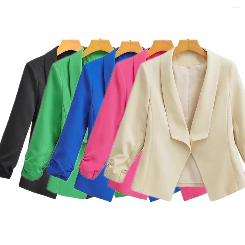 Women's Suits Jenny&Dave 2022 Fashion Shawl Collar Casual Short Blazers Tops Candy Color Solid Roll Up Sleeve Jackets Women, Black 
Women's Suits Jenny&Dave 2022 Fashion Shawl Collar Casual Short Blazers Tops Candy Color Solid Roll Up Sleeve Jackets Women, Black