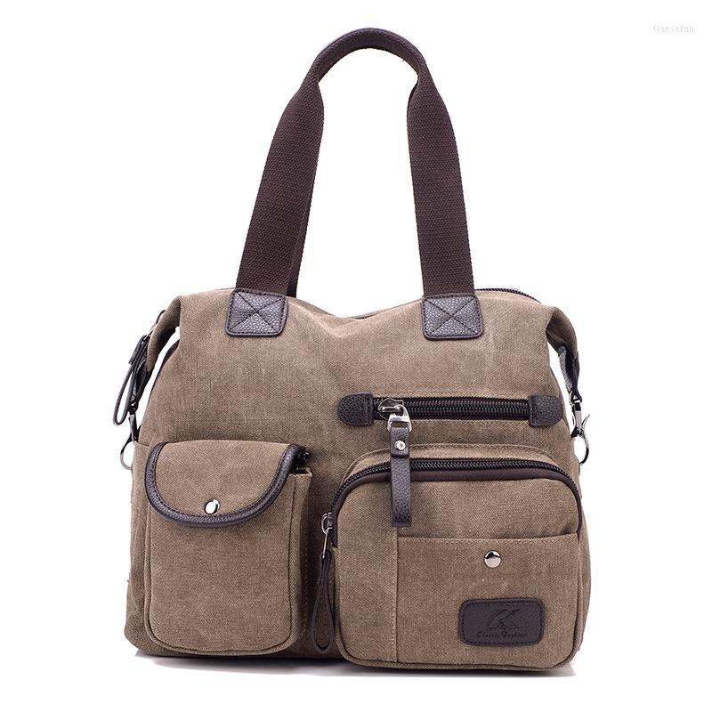 Evening Bags Solid Vintage Women Canvas Bag Multi-pock Ladies Handbag Casual Shoulder Brand Designer Female Tote, Black
Evening Bags Solid Vintage Women Canvas Bag Multi-pock Ladies Handbag Casual Shoulder Brand Designer Female Tote, Black