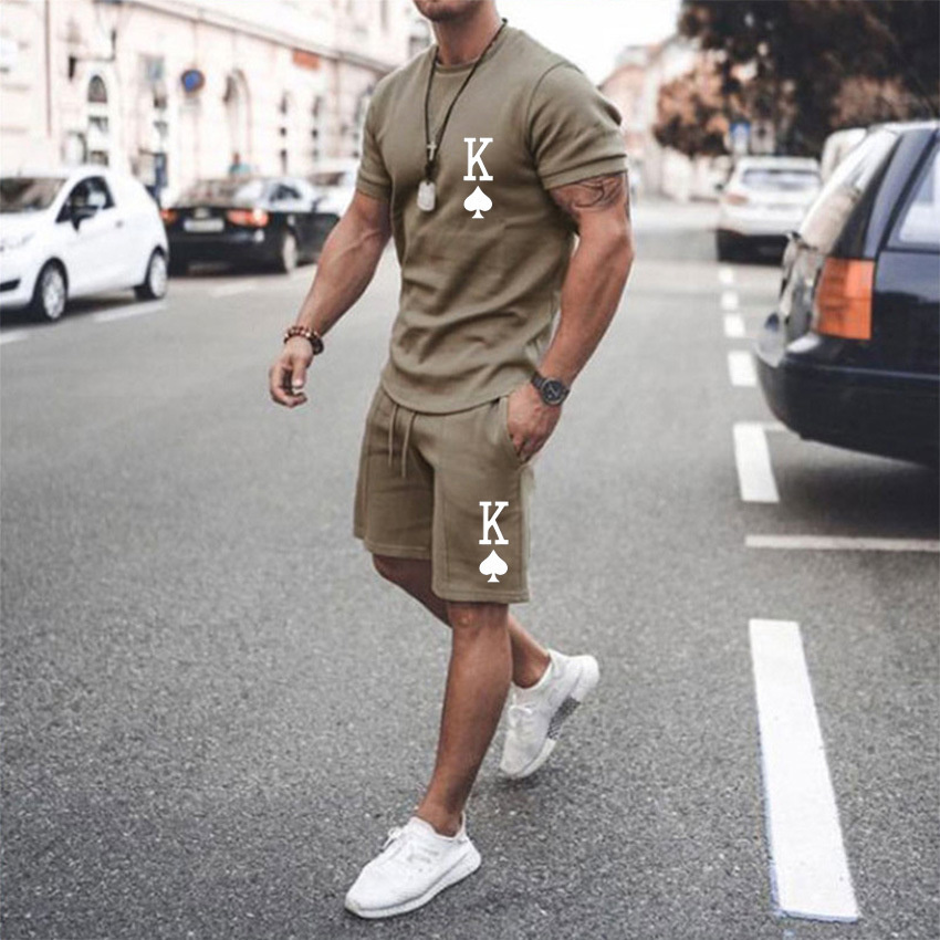 Men's Tracksuits Summer Solid Color 2 Piece Sets Tracksuit Men Oversized Clothes Retro Beach Style 3D Printed t shirts Men Suit Tshirt Shorts 221