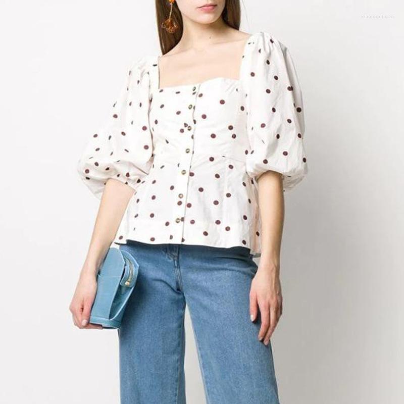 Women' Blouses Summer Women' Retro Temperament Puff Sleeve Waist Shirt Women Polka Dot Print Square Collar Short Tops, Multi
Women' Blouses Summer Women' Retro Temperament Puff Sleeve Waist Shirt Women Polka Dot Print Square Collar Short Tops, Multi