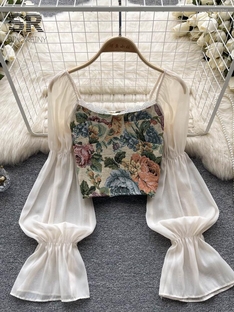 Women's Blouses SINGREINY Lace Floral Print Blouse Women Summer Long Sleeve Square Neck Elastic Waist Fashion Ladies Sexy Short Tops, White
Women's Blouses SINGREINY Lace Floral Print Blouse Women Summer Long Sleeve Square Neck Elastic Waist Fashion Ladies Sexy Short Tops, White