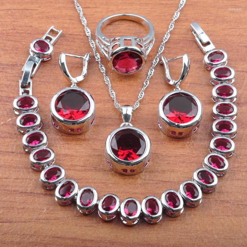 Necklace Earrings Set Natural Rose Red Zirconia 925 Sterling Silver Wedding Jewelry Pendant Rings Bracelet Sets JS0372, Picture shown
Necklace Earrings Set Natural Rose Red Zirconia 925 Sterling Silver Wedding Jewelry Pendant Rings Bracelet Sets JS0372, Picture shown