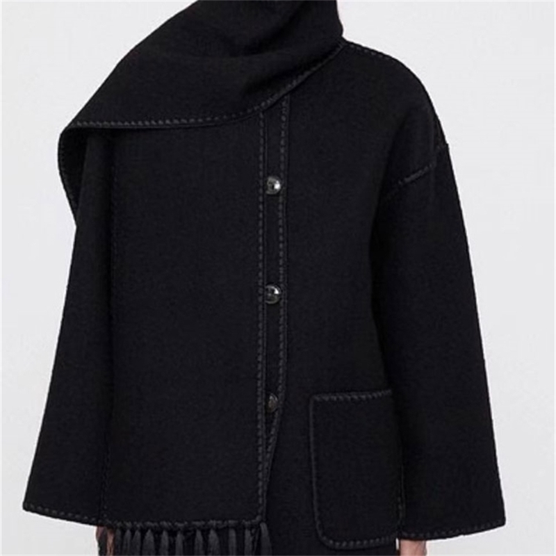 Womens Wool Blends Tassel Scarf Collar Woolen Coat Crochet Loose Black Women 220930
Womens Wool Blends Tassel Scarf Collar Woolen Coat Crochet Loose Black Women 220930