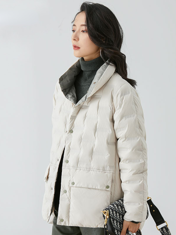 Women's Down Parkas Women Light Down Jacket Winter Stand Collar Singlebreasted Short Down Coat Female Cusual Solid Parkas Mujer 220930