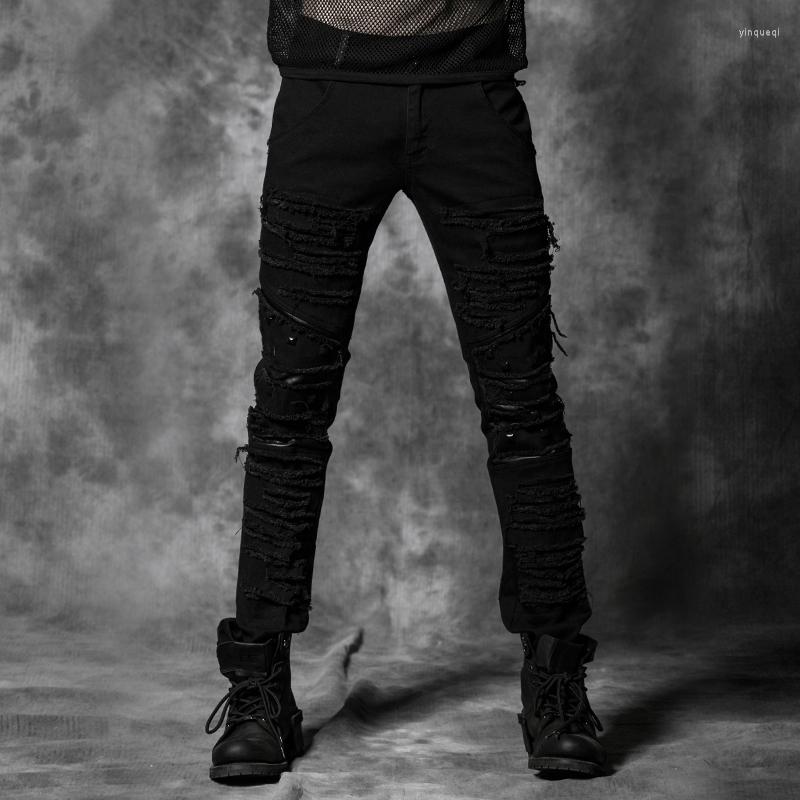 Men' Pants PUNK RAVE Men' Gothiic Daily Skinny Personality Fashion Broken Hole Slim Fit Casual Long, Black
Men' Pants PUNK RAVE Men' Gothiic Daily Skinny Personality Fashion Broken Hole Slim Fit Casual Long, Black