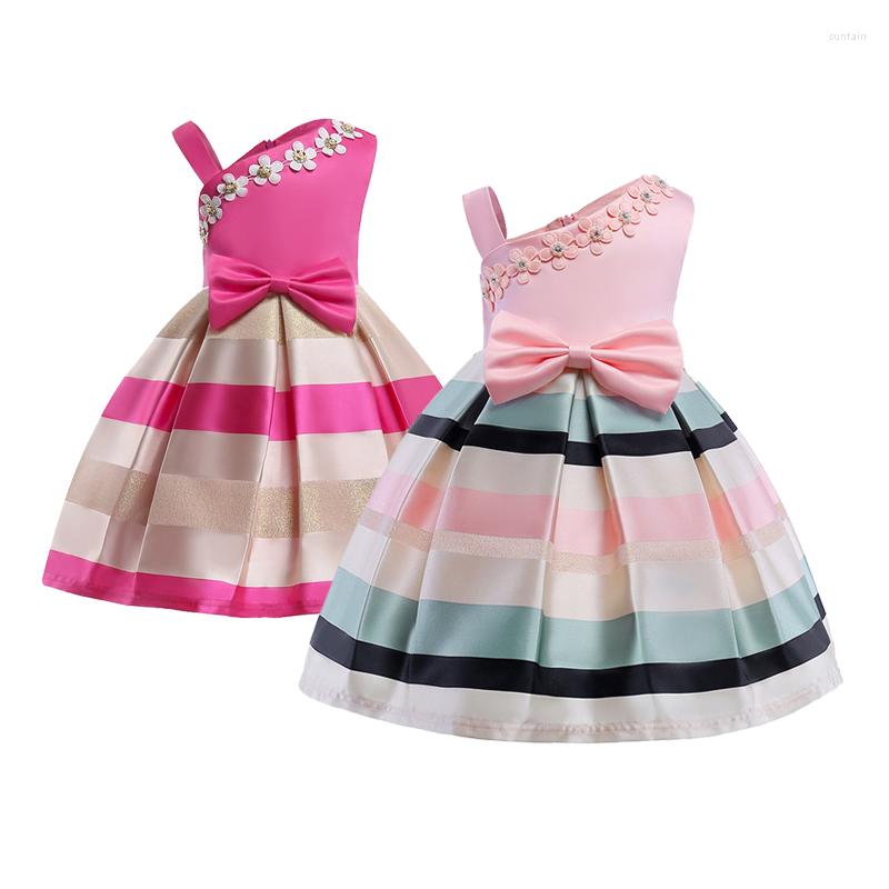 Girl Dresses One Shoulder Fashion Girls Dress Flower Bow Color Stripes Sweet Little Princess Christmas Birthday Party Gift Kids Clothes, As the picture
Girl Dresses One Shoulder Fashion Girls Dress Flower Bow Color Stripes Sweet Little Princess Christmas Birthday Party Gift Kids Clothes, As the picture
