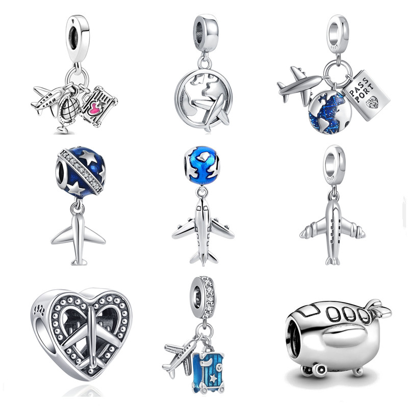 925 Silver Fit Pandora Charm 925 Bracelet Airplane Passport Travel Amulet Dangle Gift Love charms set Pendant DIY Fine Beads Jewelry
925 Silver Fit Pandora Charm 925 Bracelet Airplane Passport Travel Amulet Dangle Gift Love charms set Pendant DIY Fine Beads Jewelry