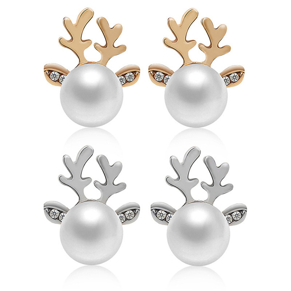 European and American Creative Elegant Christmas Charm Fashion Pearl Reindeer Earrings Girl Jewelry Trend AC244
European and American Creative Elegant Christmas Charm Fashion Pearl Reindeer Earrings Girl Jewelry Trend AC244