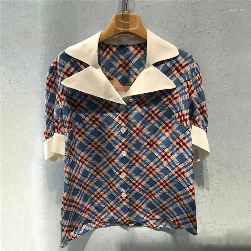 Women' Blouses 2022 Shirt Short-sleeved Retro Plaid Female Summer Design Sense Niche Style Women' Clothing, J3116
Women' Blouses 2022 Shirt Short-sleeved Retro Plaid Female Summer Design Sense Niche Style Women' Clothing, J3116