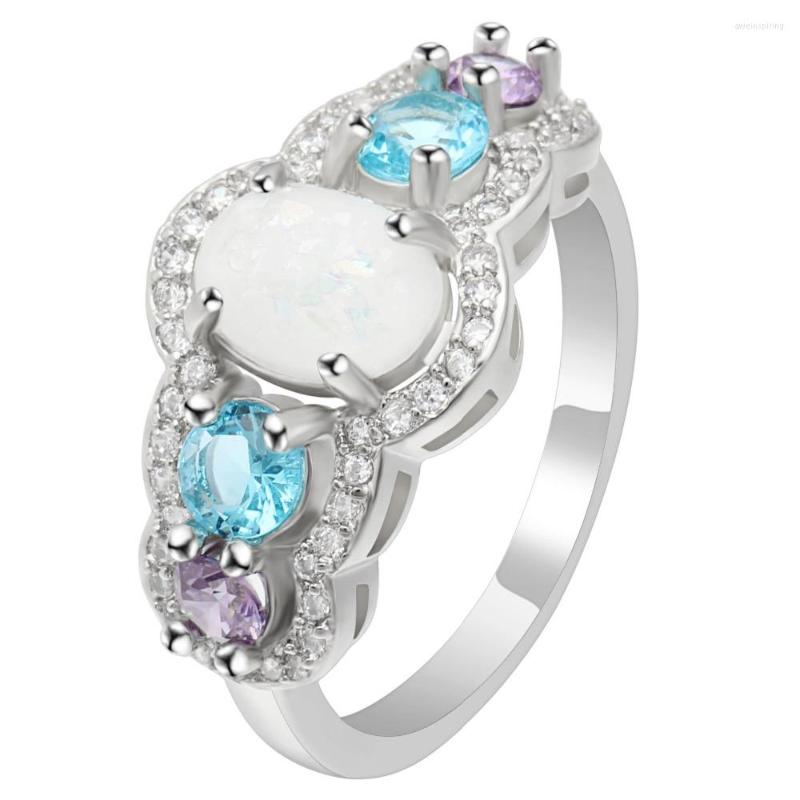 Wedding Rings Hainon Silver Color Jewelry Fire Opal For Women Fashion Engagament Purple Blue CZ Ring
Wedding Rings Hainon Silver Color Jewelry Fire Opal For Women Fashion Engagament Purple Blue CZ Ring