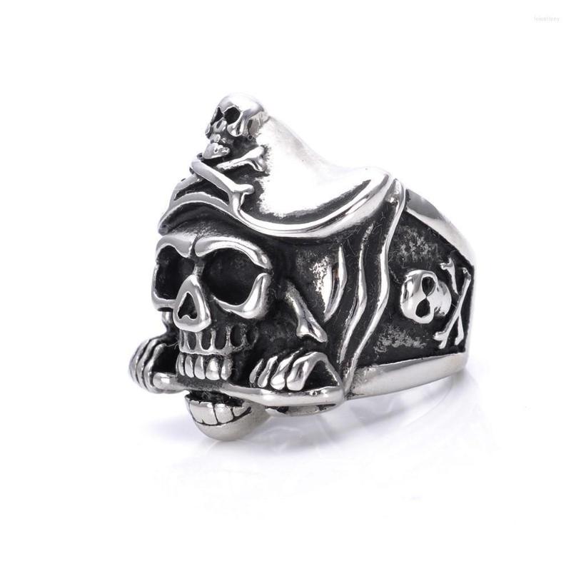 Cluster Rings Men's Silver Color Pirate Skull Knife Caribbean Biker Stainless Steel Ring
Cluster Rings Men's Silver Color Pirate Skull Knife Caribbean Biker Stainless Steel Ring