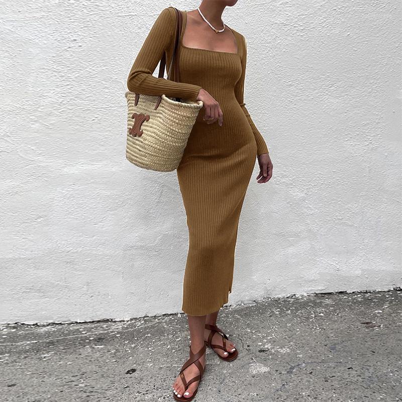 Casual Dresses Long Sleeve Ankle-Length Dress For Woman Square Collar Knit Slim Stretch Women Sexy Elegant Causal Solid Maxi DressesCasual, Brown
Casual Dresses Long Sleeve Ankle-Length Dress For Woman Square Collar Knit Slim Stretch Women Sexy Elegant Causal Solid Maxi DressesCasual, Brown