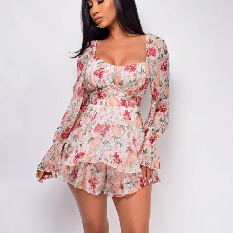 Casual Dresses Women Floral Ruffles Playsuits Dress Office Lady Long Sleeve Square Collar Short Romper Summer Autumn Back Tied Up A-Line, Blue
Casual Dresses Women Floral Ruffles Playsuits Dress Office Lady Long Sleeve Square Collar Short Romper Summer Autumn Back Tied Up A-Line, Blue