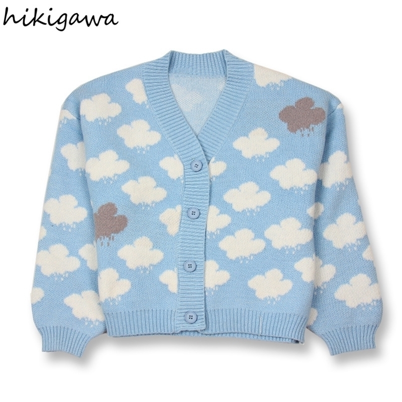 Women' Knits Tees Hikigawa Cardigan Women Fall Clothing Pull Femme Chic Knitted Sweater Coat V-neck Long Sleeve Print Sueter Ropa De Mujer 221006, Blue
Women' Knits Tees Hikigawa Cardigan Women Fall Clothing Pull Femme Chic Knitted Sweater Coat V-neck Long Sleeve Print Sueter Ropa De Mujer 221006, Blue