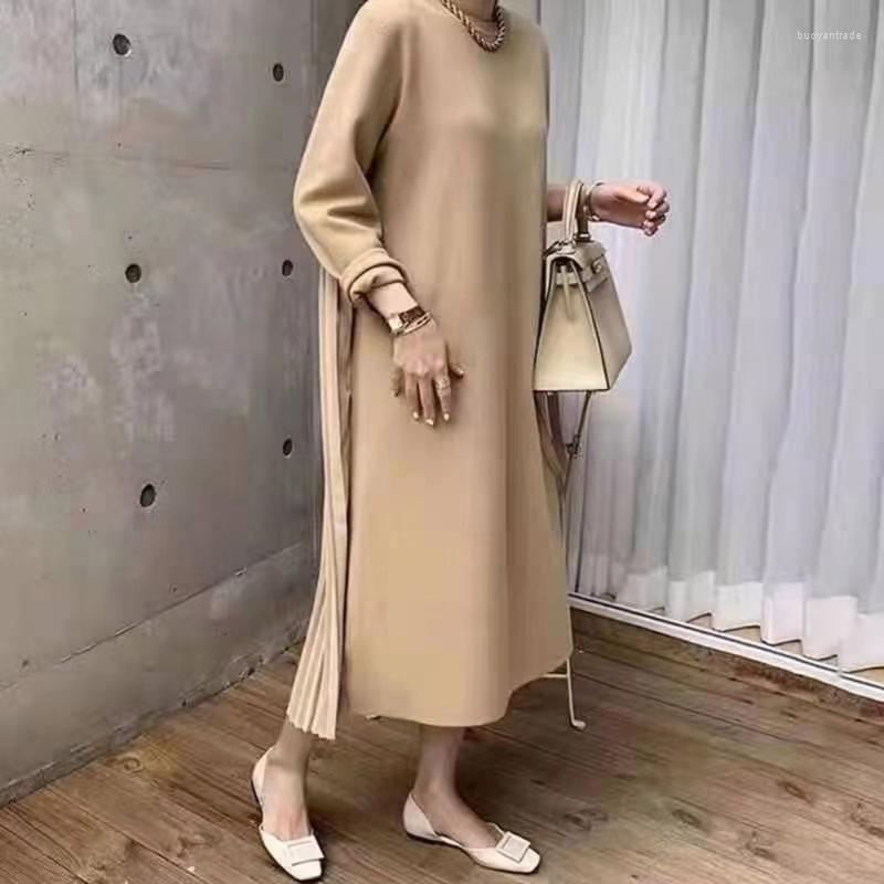 Casual Dresses Japanese Style Fashion Womens Dress 2022 Autumn Winter Solid Color Splicing Knitting Loose Long, Black 
Casual Dresses Japanese Style Fashion Womens Dress 2022 Autumn Winter Solid Color Splicing Knitting Loose Long, Black