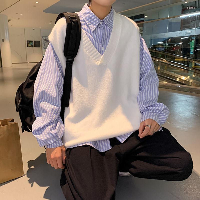Men's Vests Black Gray White V-neck Sweater Vest Men's Fashion Casual Knitted Pullover Men Korean Loose Sleeveless Mens Clothes
Men's Vests Black Gray White V-neck Sweater Vest Men's Fashion Casual Knitted Pullover Men Korean Loose Sleeveless Mens Clothes