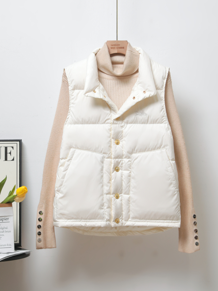 Women's Down Parkas Autumn Winter Embroidered Down Jacket Women Sleeveless Stand Collar Vest Down Coat Female Loose Thickened Waistcoat Outwear 220930, Creamy-white
Women's Down Parkas Autumn Winter Embroidered Down Jacket Women Sleeveless Stand Collar Vest Down Coat Female Loose Thickened Waistcoat Outwear 220930, Creamy-white