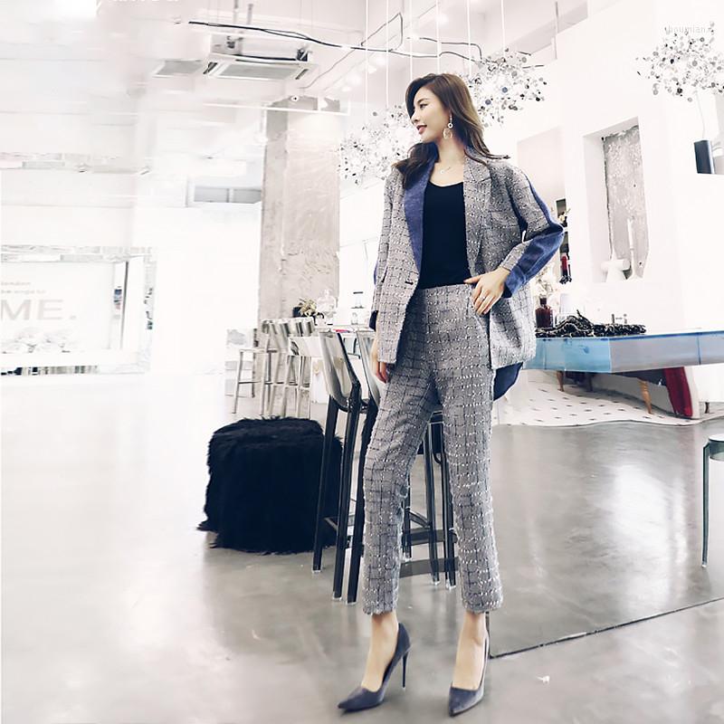 Women' Two Piece Pants Women' Suits Plaid Stitching Women Temperament Single Button Suit Jacket Casual Pencil Two-piece Set Woman, Style 1
Women' Two Piece Pants Women' Suits Plaid Stitching Women Temperament Single Button Suit Jacket Casual Pencil Two-piece Set Woman, Style 1