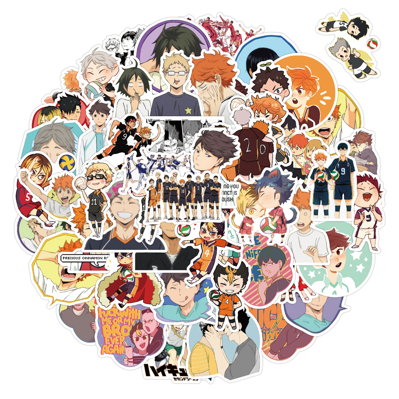 50PCS Anime Haikyuu Stickers Pack For DIY Laptop Phone Guitar Suitcase Skateboard PS4 Toy Volleyball Teenager Haikyuu Sticker