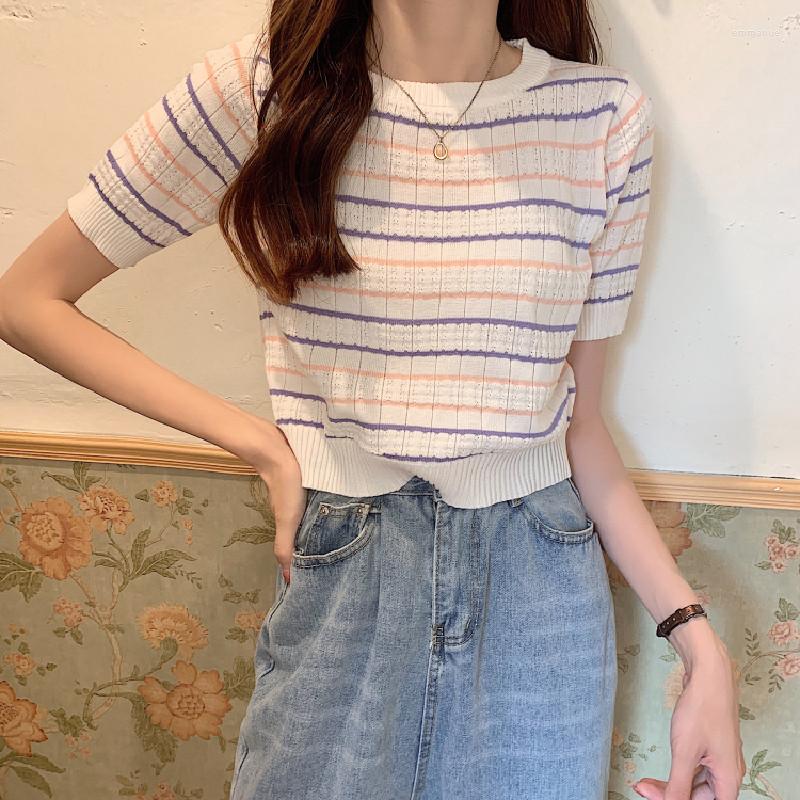 Women's Sweaters Korean Style Chic Top Women's Summer Tide Fine Horizontal Stripes Knitted Short-Sleeved T-Shirt Slim Short Bottoming, Red
Women's Sweaters Korean Style Chic Top Women's Summer Tide Fine Horizontal Stripes Knitted Short-Sleeved T-Shirt Slim Short Bottoming, Red