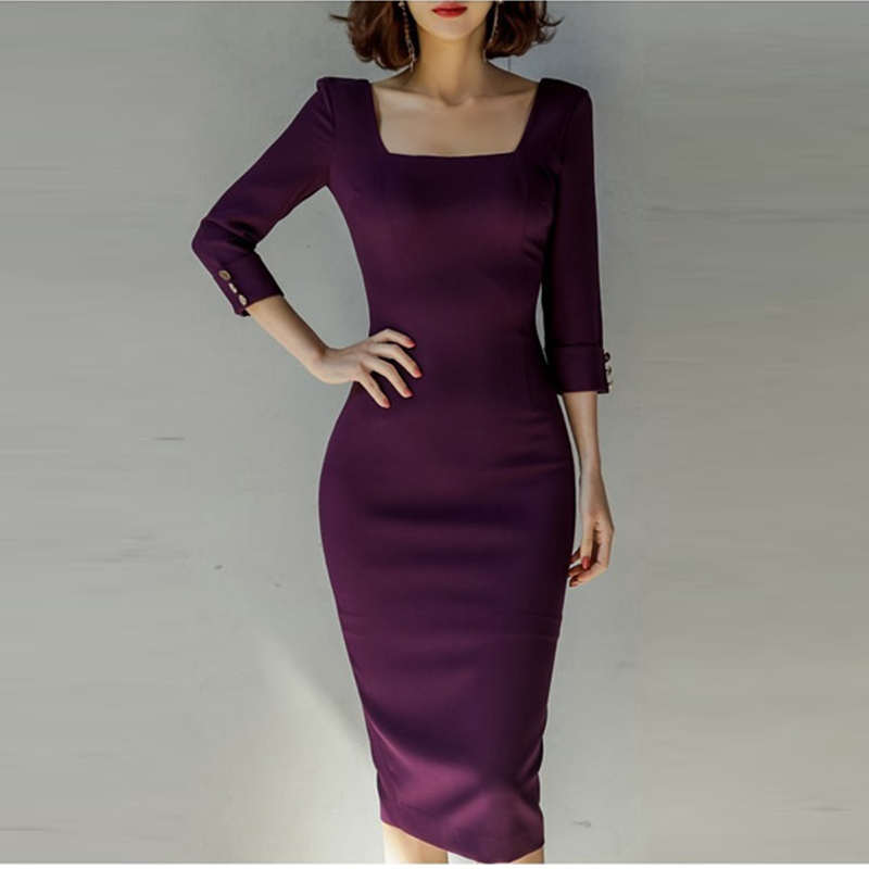Work Dresses Square Neck Sexy Dress For Women Office Lady Slim Split Pencil Profession Dresses Bodycon Women's Dress 221006, Purple
Work Dresses Square Neck Sexy Dress For Women Office Lady Slim Split Pencil Profession Dresses Bodycon Women's Dress 221006, Purple