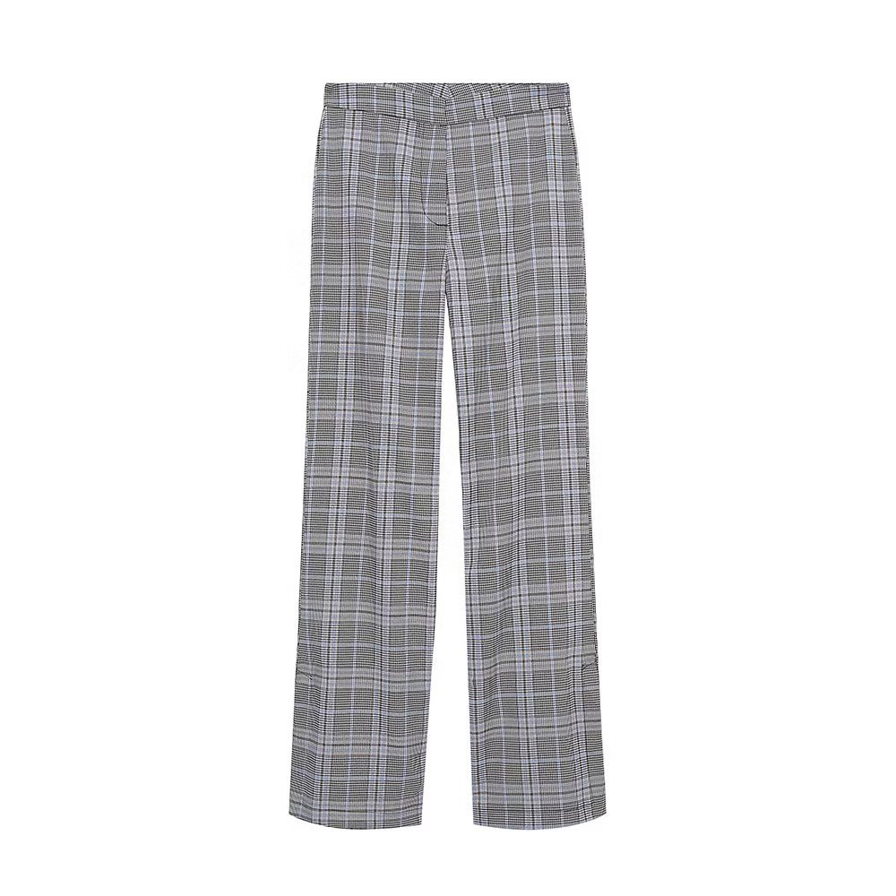 Women's pants new European and American style retro fashion high-waisted plaid slits straight jacket casual pants, Multi
Women's pants new European and American style retro fashion high-waisted plaid slits straight jacket casual pants, Multi