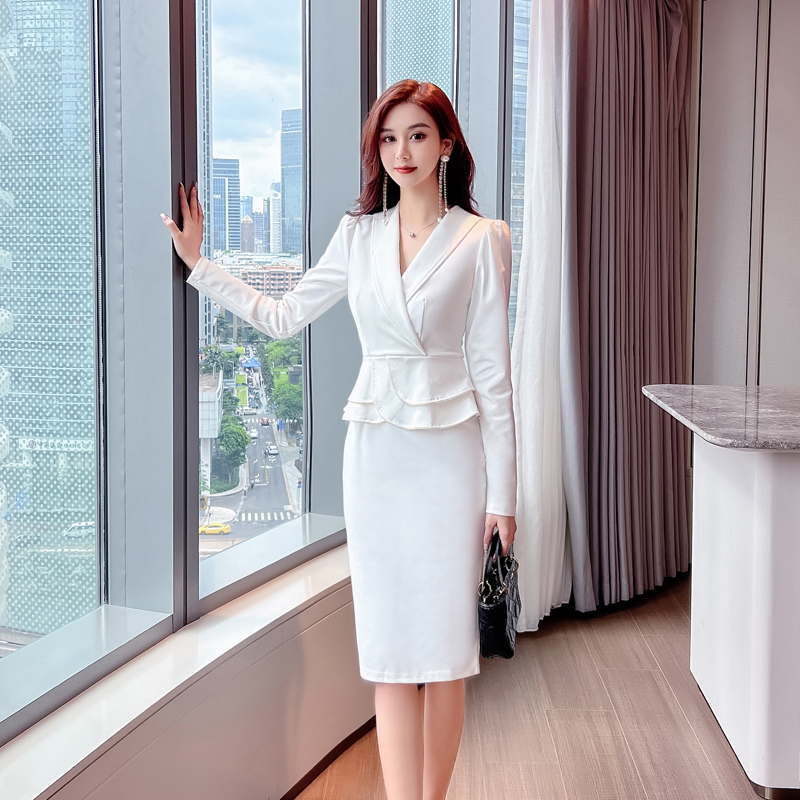 Work Dresses Office Elegant Women's Skirts Woman Fashion Ruffles Profession Black Dress V Neck Long Sleeves Hip Wrap Dresses Female Chic 221006, White
Work Dresses Office Elegant Women's Skirts Woman Fashion Ruffles Profession Black Dress V Neck Long Sleeves Hip Wrap Dresses Female Chic 221006, White