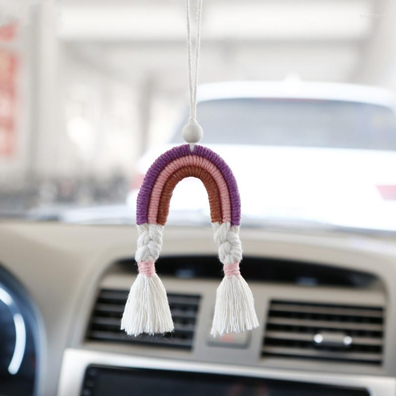 Interior Decorations Hand-woven Rainbow Car Pendant Cotton Rope Wooden Beads Style Cute Rear View Mirror Hanging Decoration Accessories
Interior Decorations Hand-woven Rainbow Car Pendant Cotton Rope Wooden Beads Style Cute Rear View Mirror Hanging Decoration Accessories
