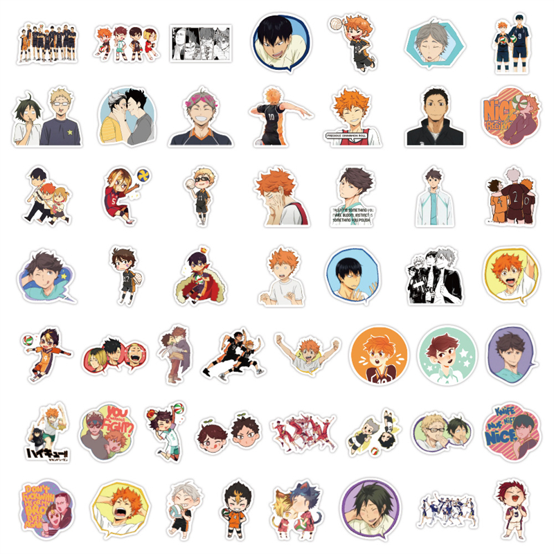 50PCS Anime Haikyuu Stickers Pack For DIY Laptop Phone Guitar Suitcase Skateboard PS4 Toy Volleyball Teenager Haikyuu Sticker