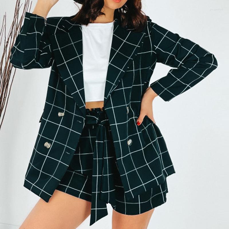 Women' Tracksuits Women Fashion Plaid Print 2 Piece Set Autumn Casual Double Breasted Button Top Coat Tie-up Frill Shorts Sets Lady Loose, 03 blue
Women' Tracksuits Women Fashion Plaid Print 2 Piece Set Autumn Casual Double Breasted Button Top Coat Tie-up Frill Shorts Sets Lady Loose, 03 blue