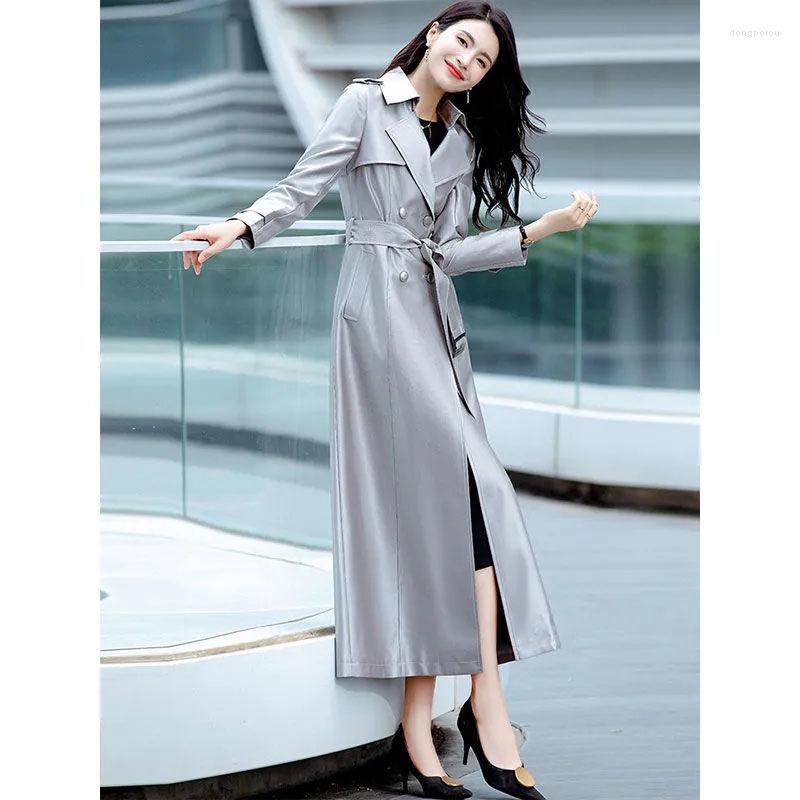 Women's Trench Coats Autumn Women Turn-down Collar Coat With Belt Female Casual Clothes Ladies Good Quality Long Overcoat A104, Silver
Women's Trench Coats Autumn Women Turn-down Collar Coat With Belt Female Casual Clothes Ladies Good Quality Long Overcoat A104, Silver